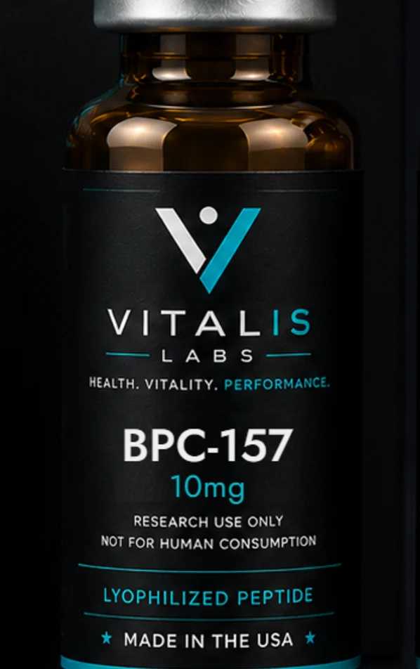 Vitalis Labs vial labelled BPC-157, 10 mg.