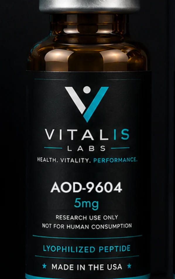 Vitalis Labs vial labelled AOD-9604, 5 mg.